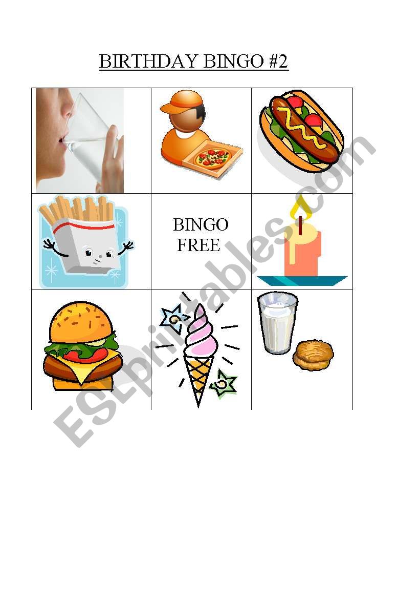 Birthday Bingo CARD #2  worksheet