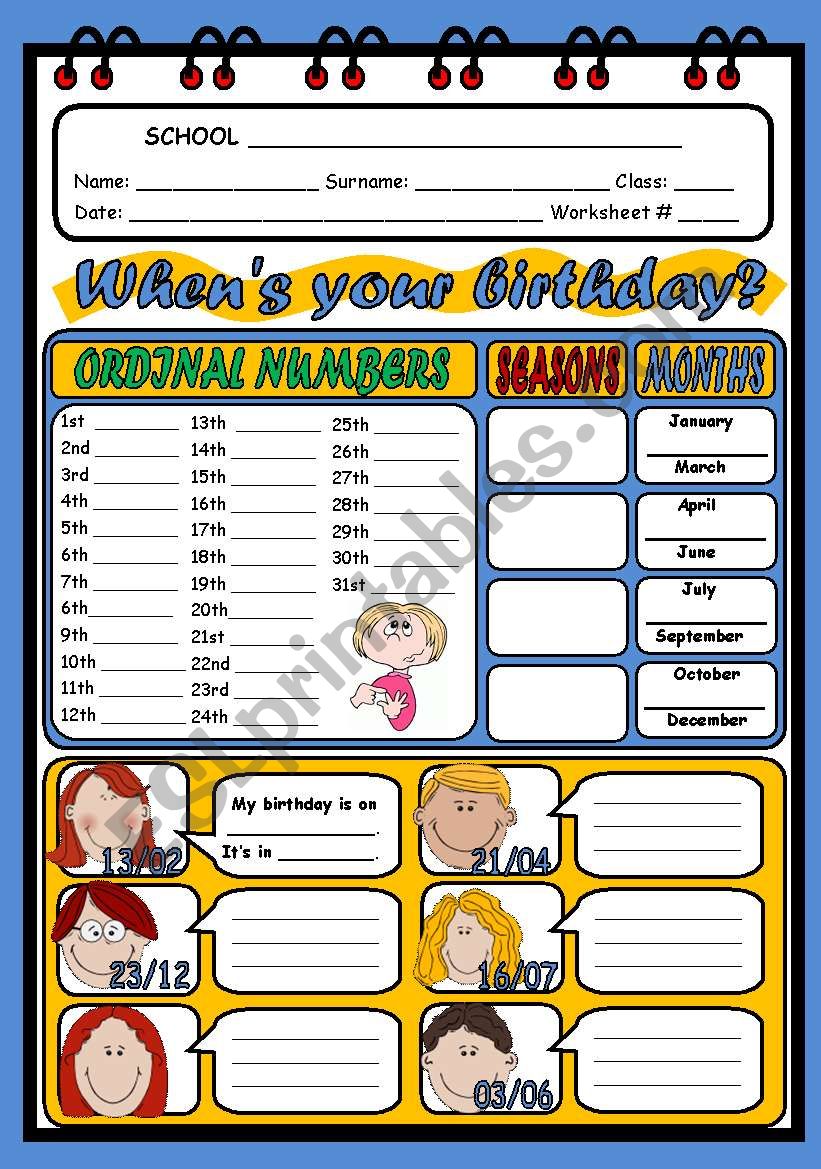 WHEN´S YOUR BIRTHDAY? - ESL worksheet by evelinamaria