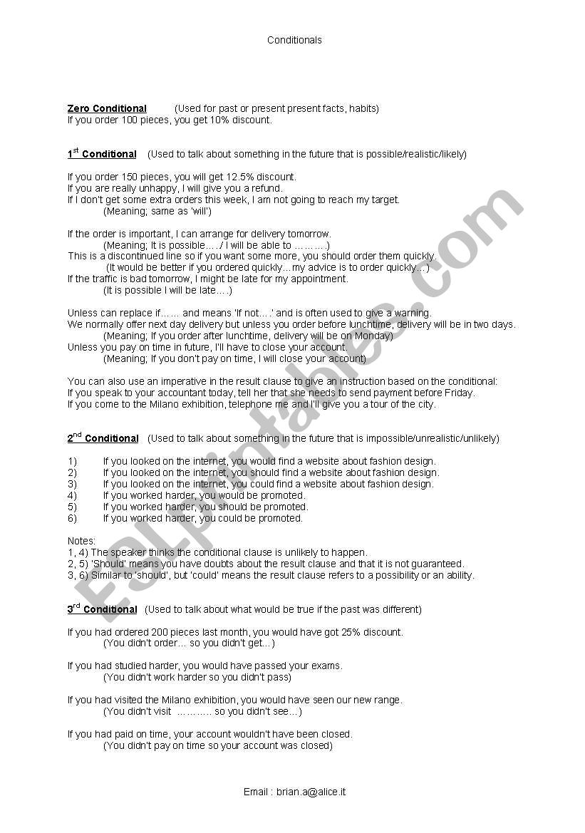 Conditionals worksheet