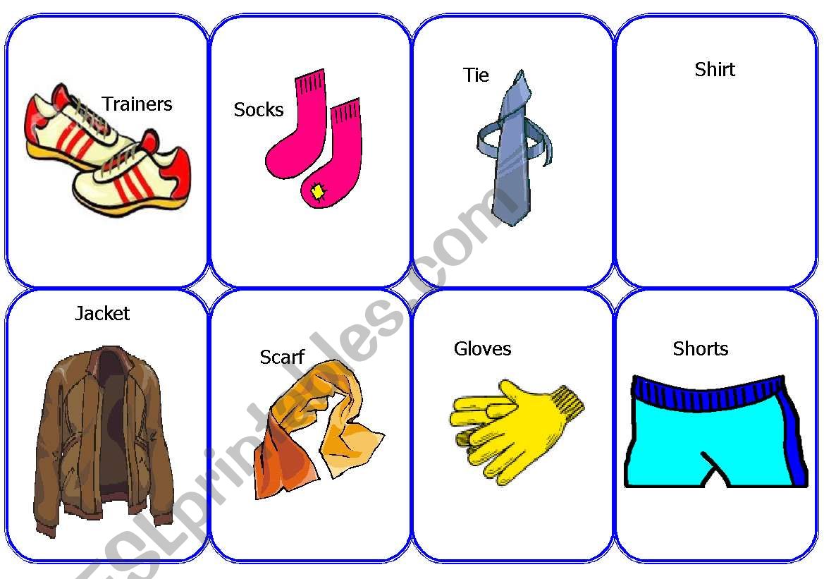 clothes flashcards worksheet