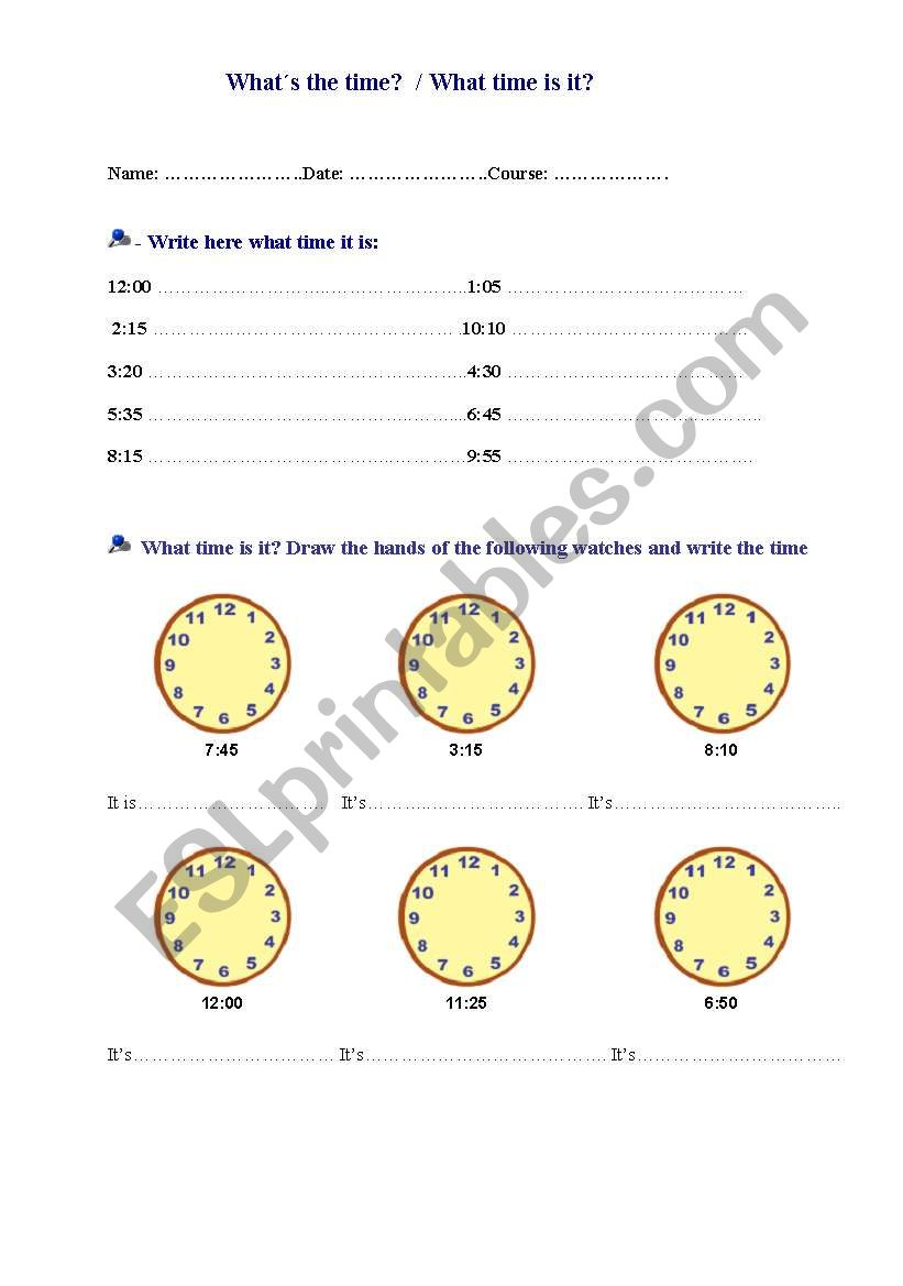 the time worksheet