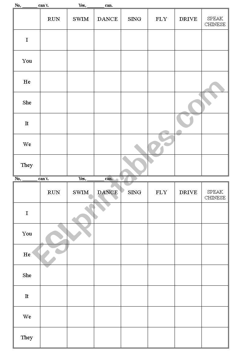 BATTLESHIP CAN CAN´T GAME - ESL worksheet by jdrc