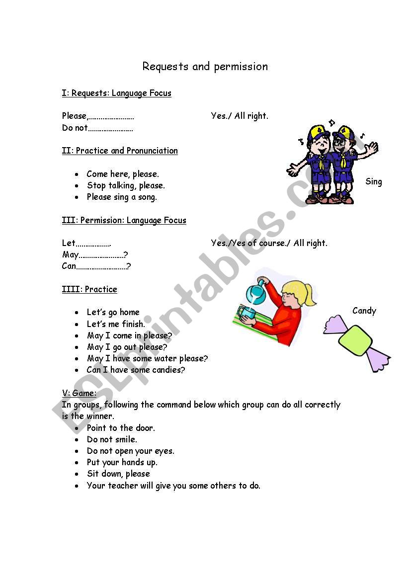 Requests and permission  worksheet