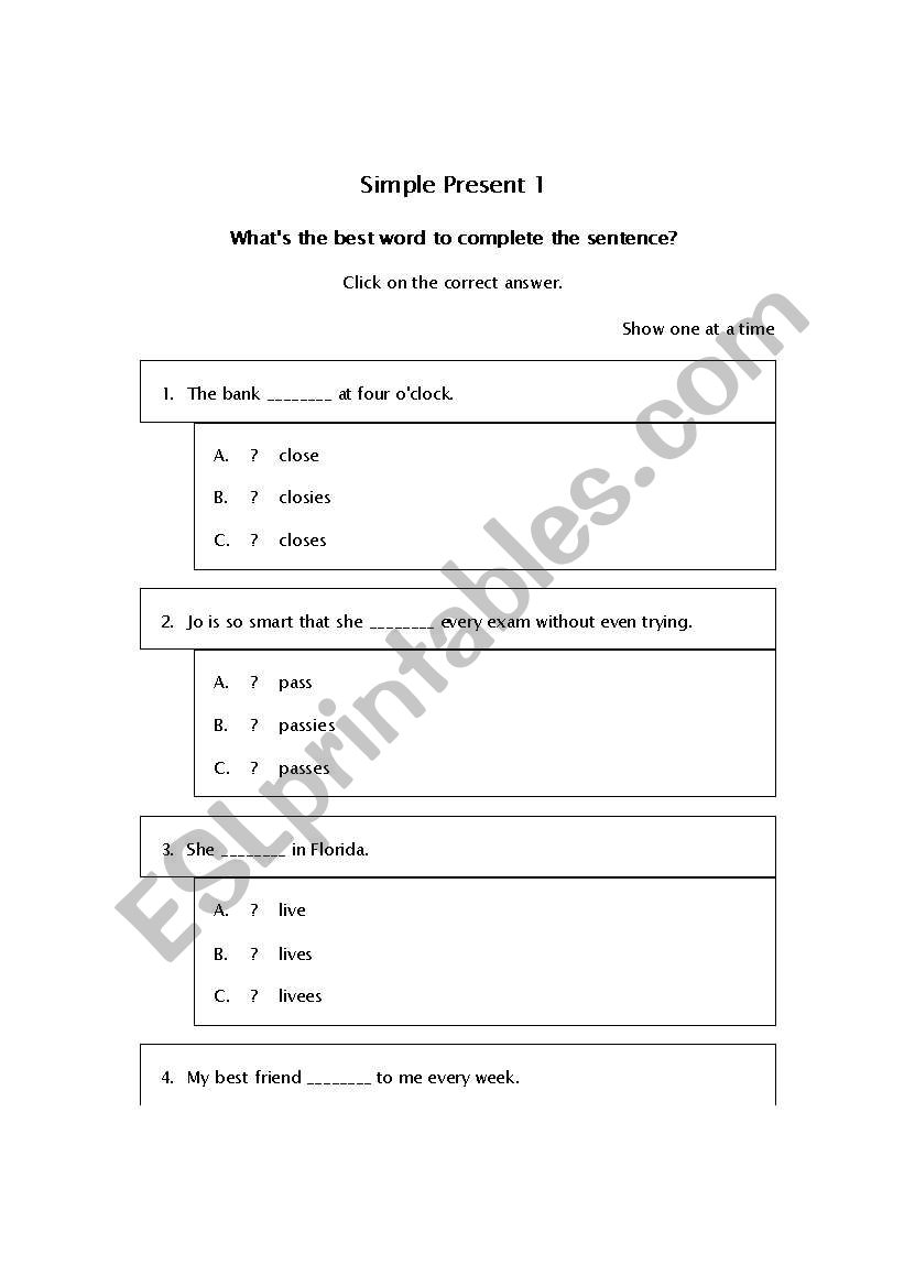 Simple Present worksheet