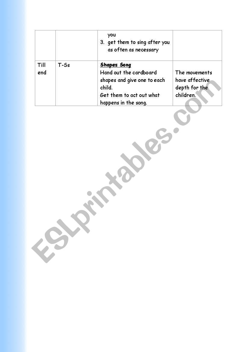 The shapes song 2 - ESL worksheet by adelebs