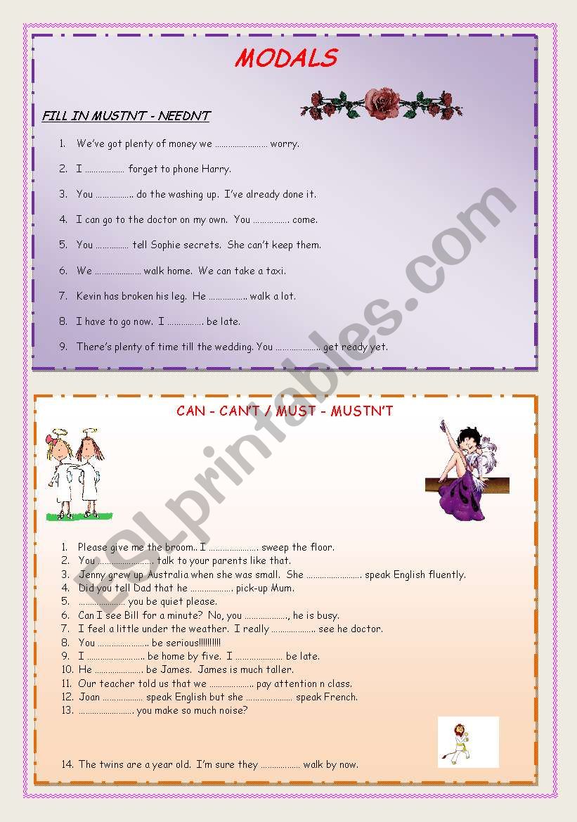 MODALS worksheet