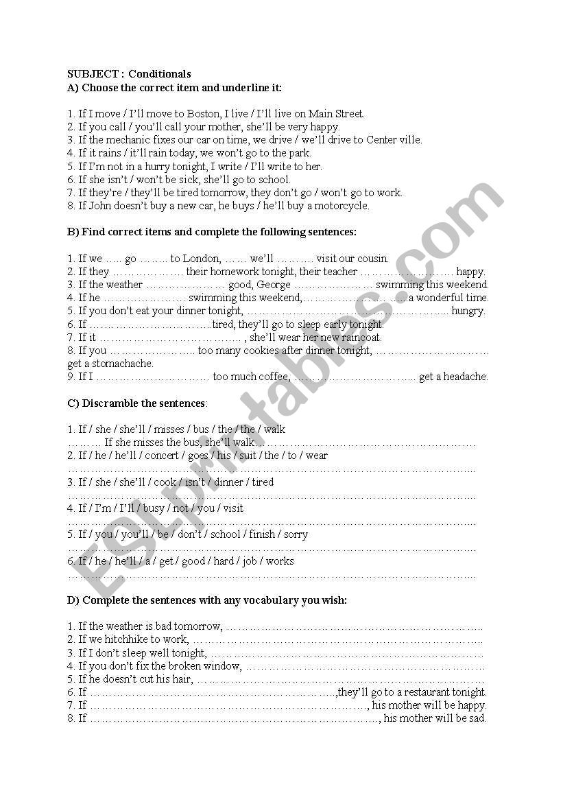 if type 1 worksheet