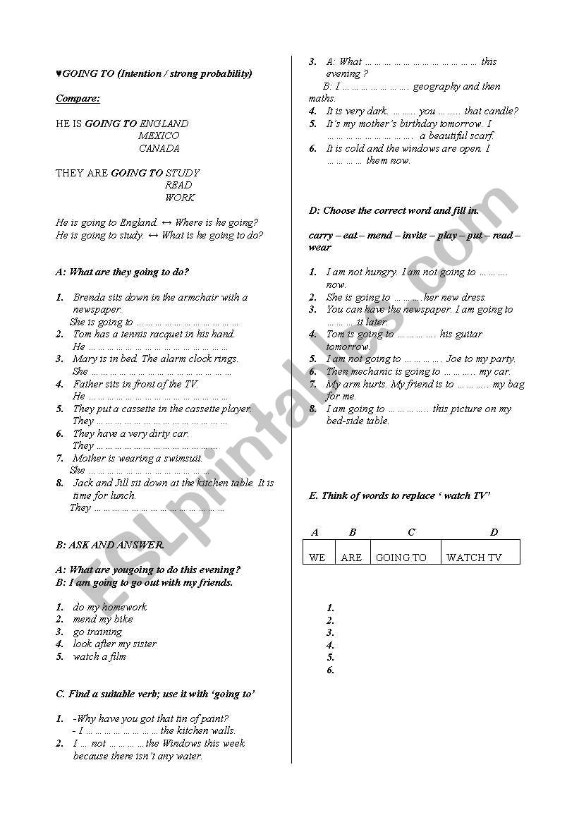 ´going to´ future tense - ESL worksheet by sobriquet