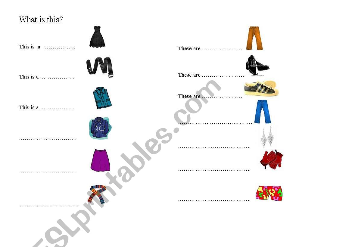 Clothes - What is this? worksheet