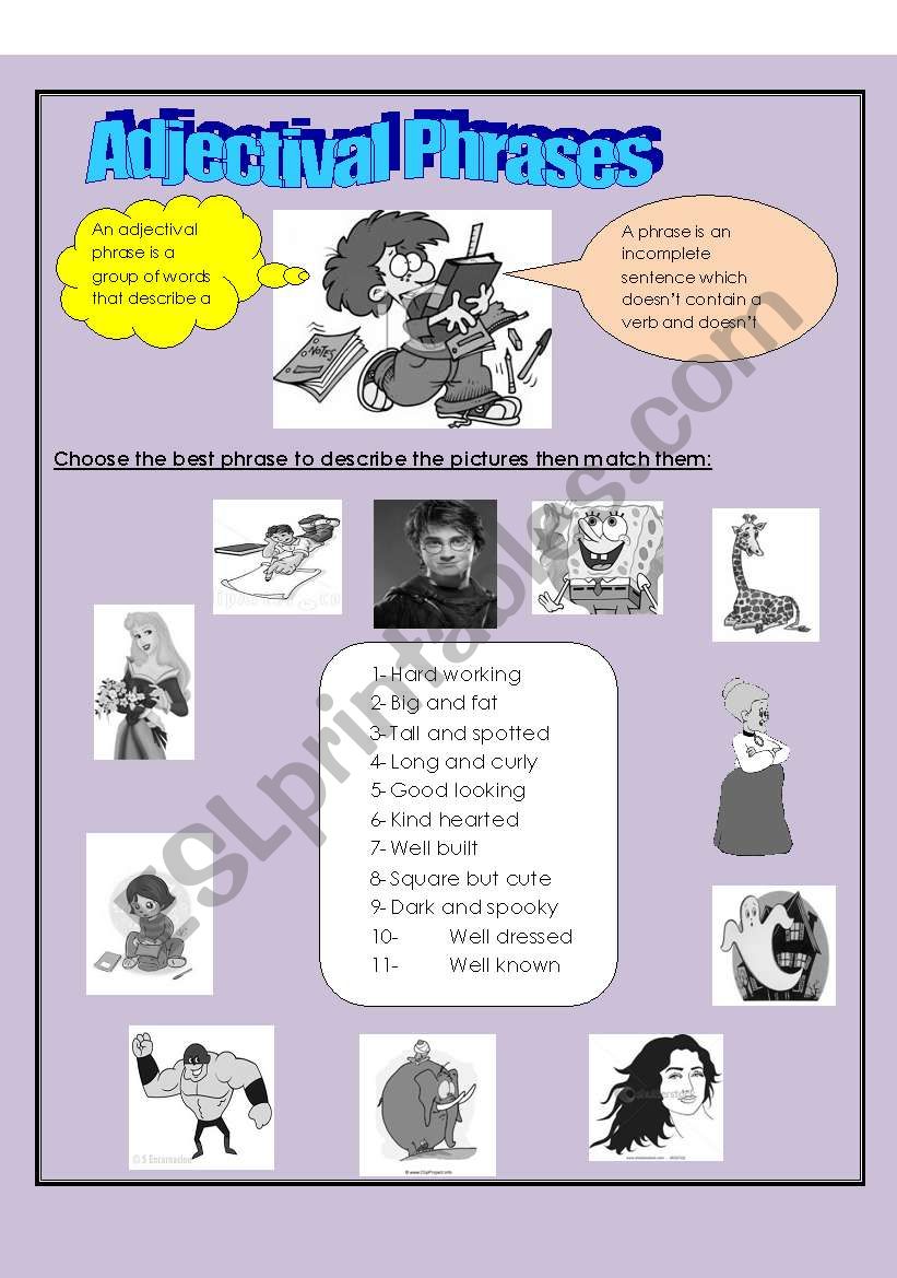 Adjectival Phrases Year 5 Worksheet