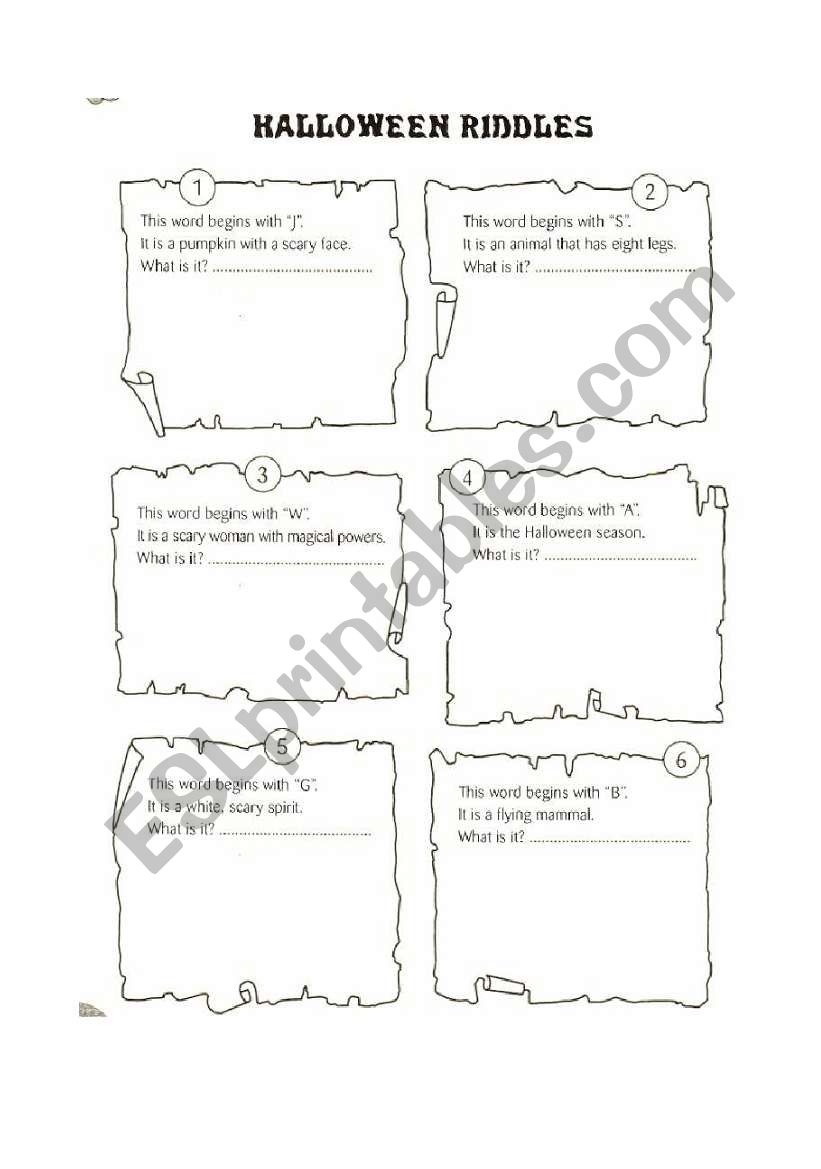 Halloween Riddles worksheet