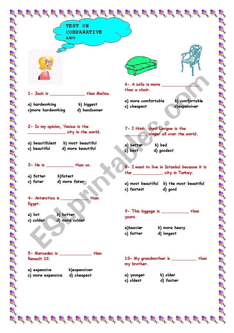 test on comparative and superlative forms of adjectives