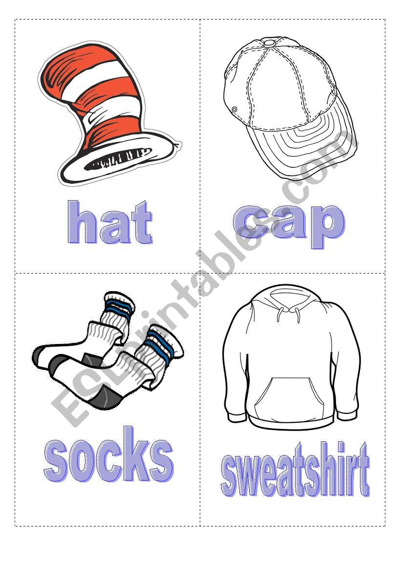 flascard clothes 3 worksheet