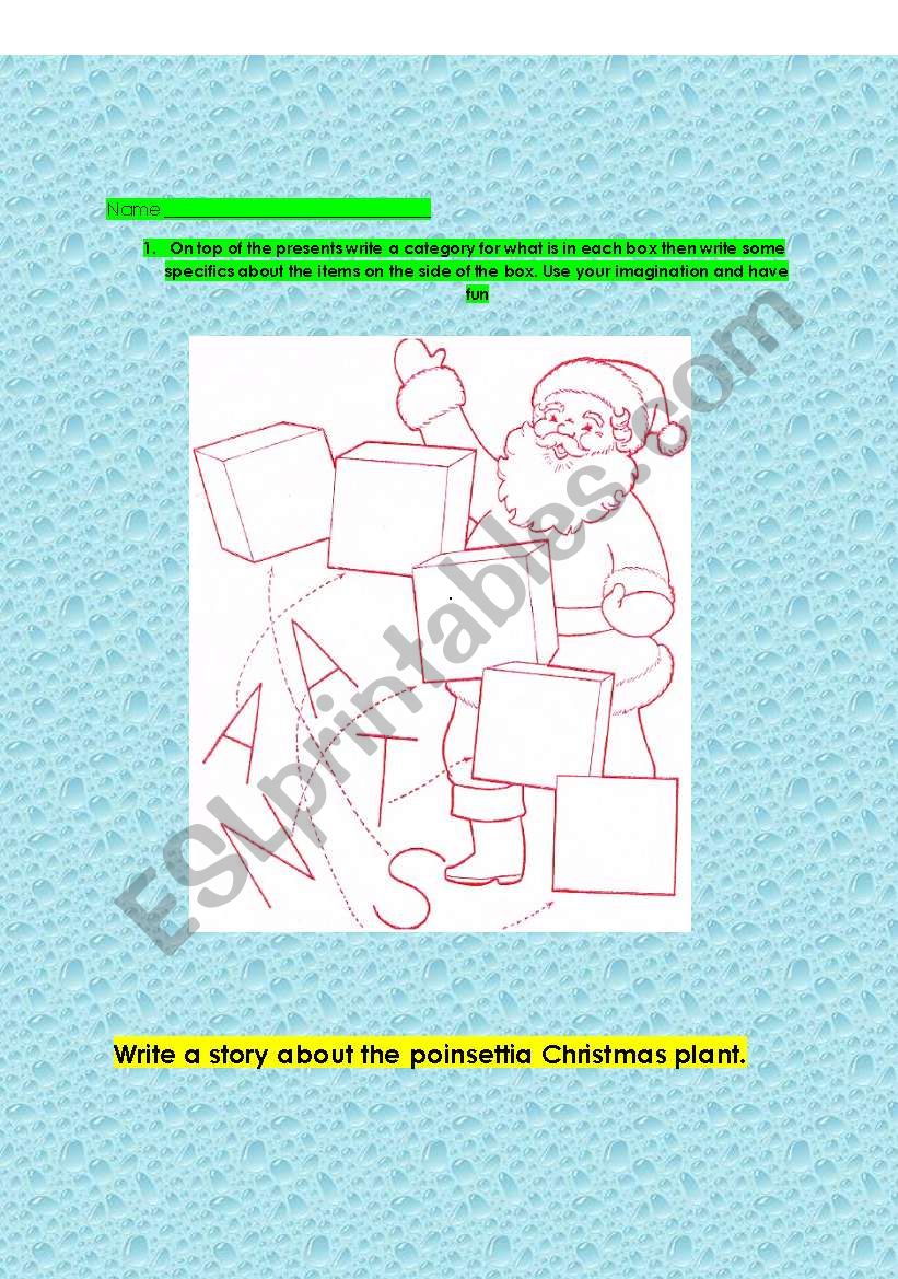 christmas writing and activities