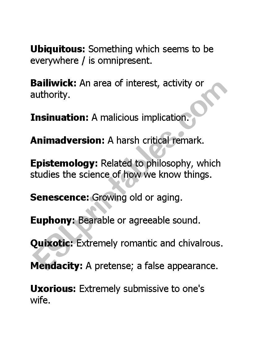 English Worksheets Creative Warm Up Activity Fictionary Make Up Your Own Definition