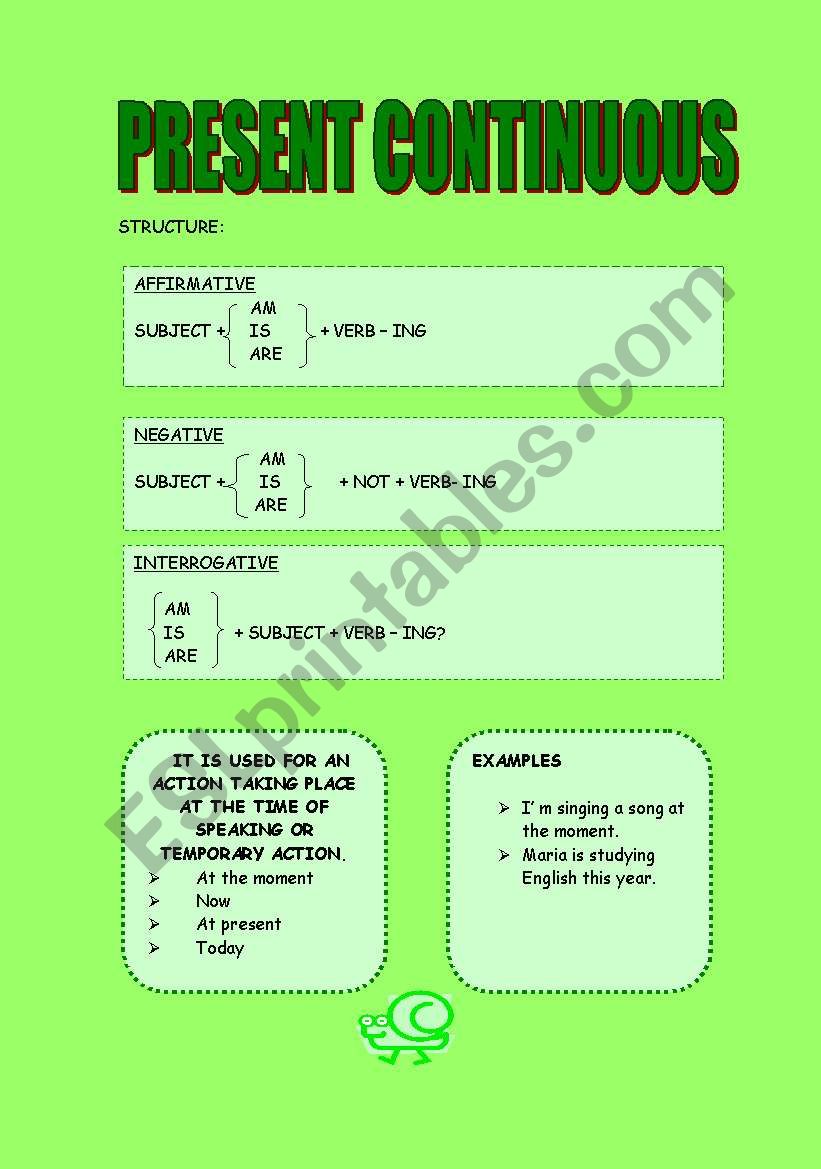 PRESENT CONTINUOUS worksheet