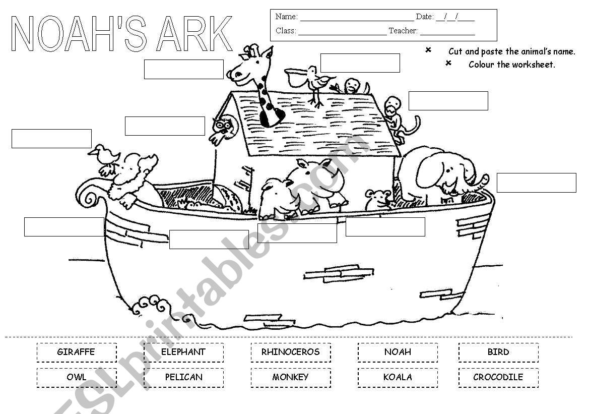 Noah´s Ark Esl Worksheet By Sandraamaro