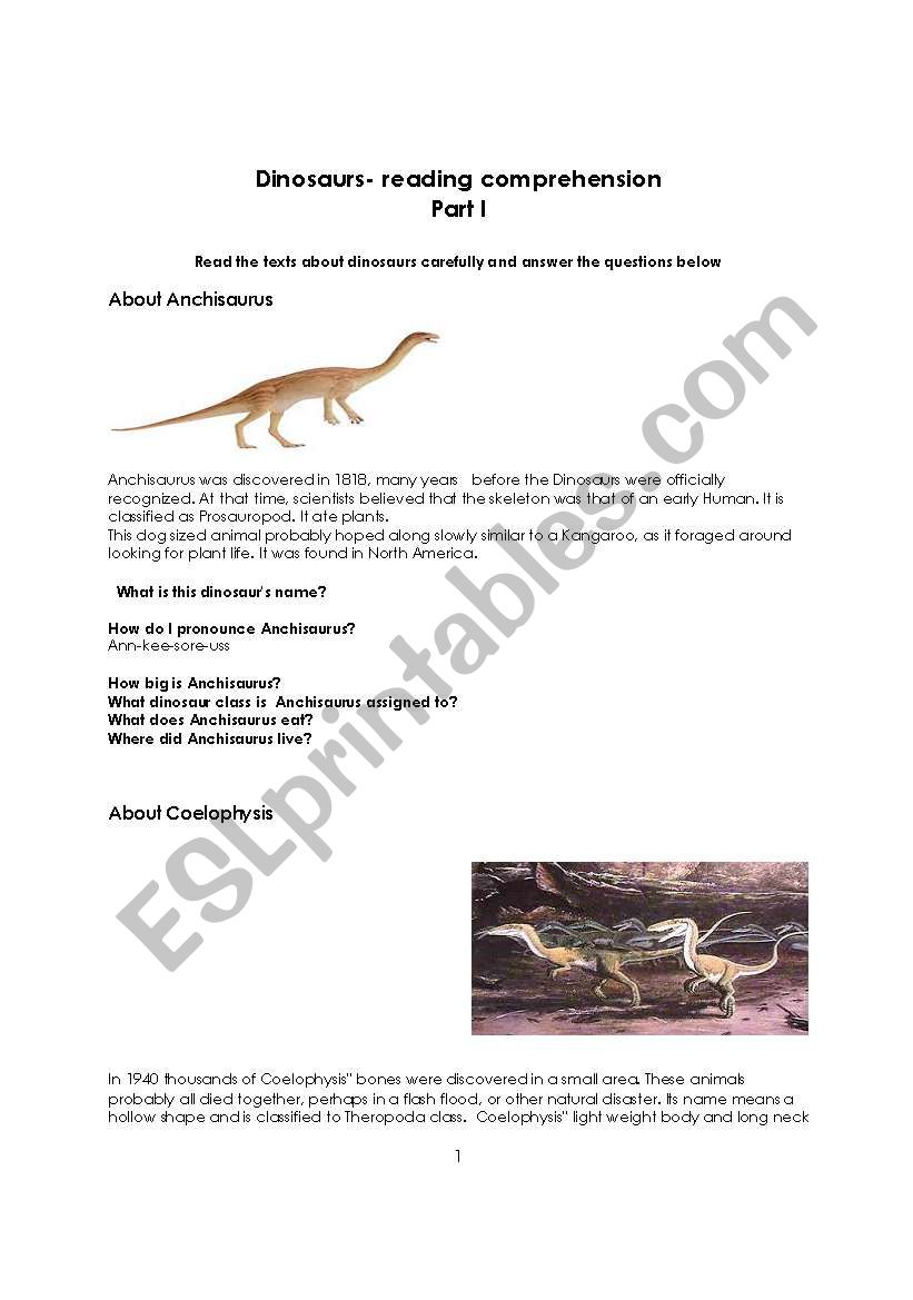 DINOSAURS worksheet