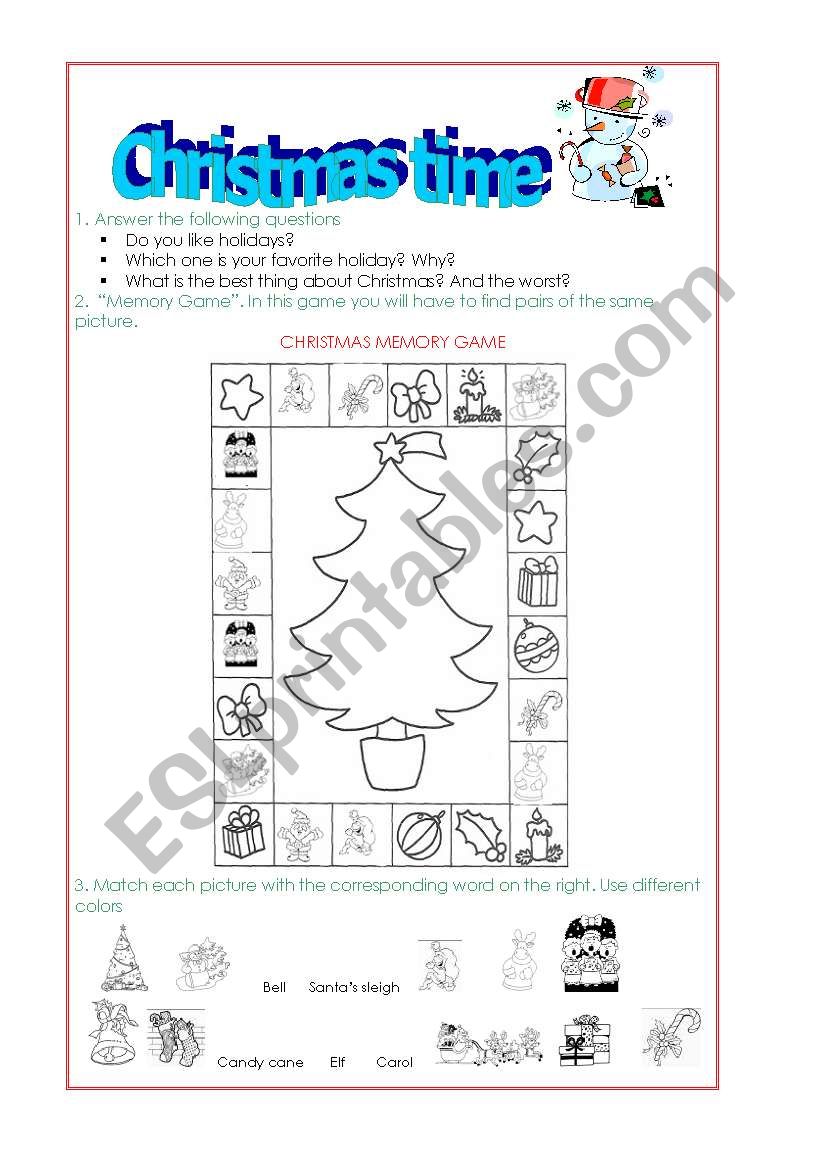 christmas time1 worksheet