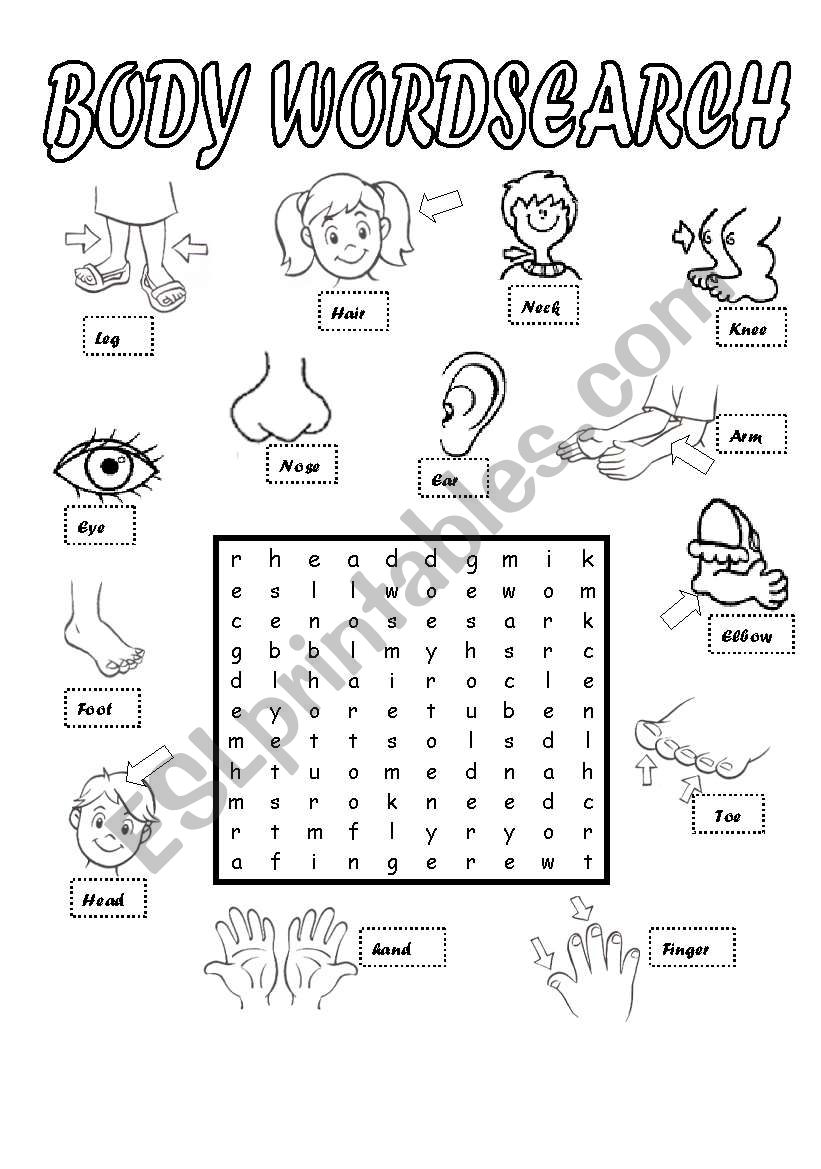 BODY WORDSEARCH ESL Worksheet By Maalpo