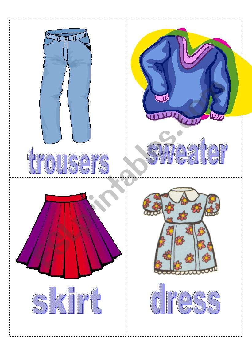 flashcard clothes 2 worksheet