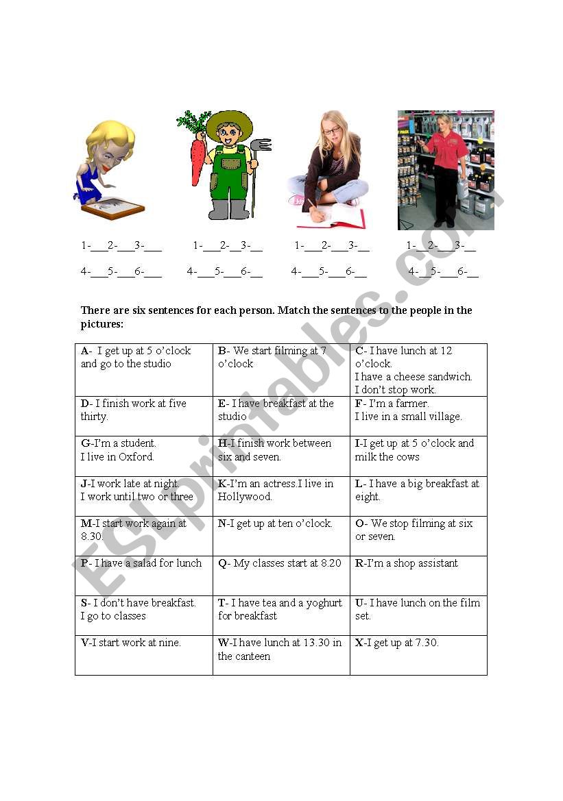 Daily routine and jobs worksheet