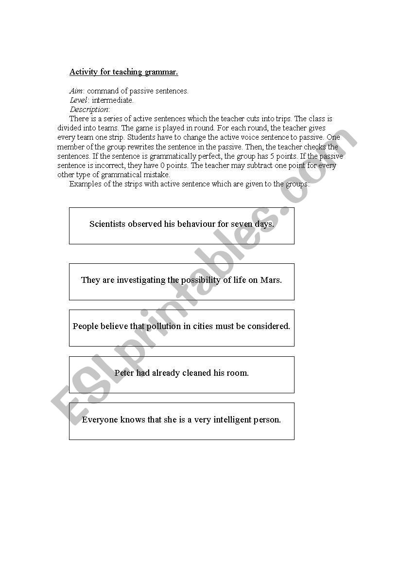 Teaching grammar worksheet