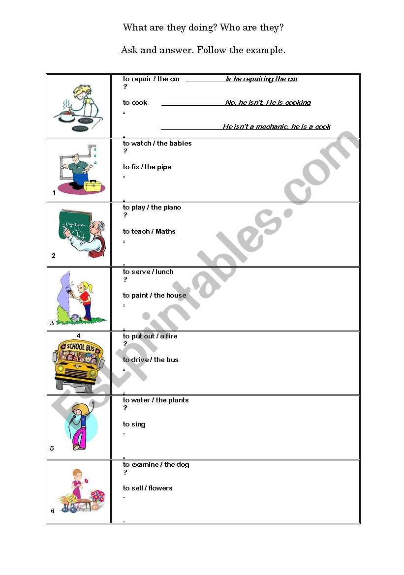 Jobs - What are they doing? worksheet