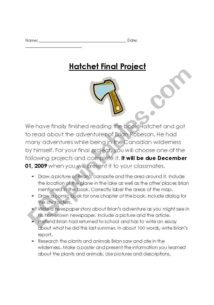 Hatchet Final Project worksheet