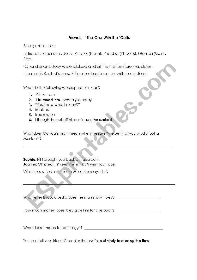 Friends worksheet