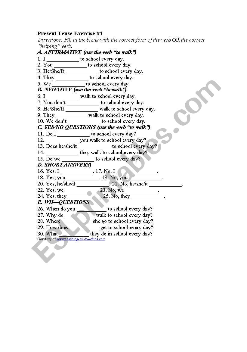 present simple tense worksheet