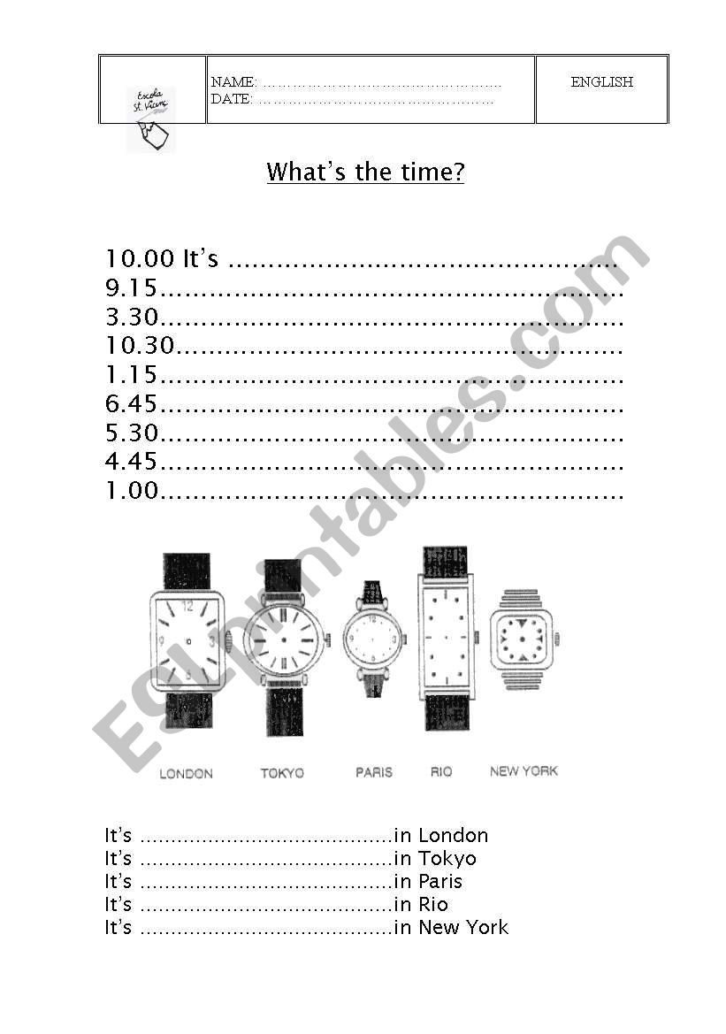 WHATS THE TIME? worksheet