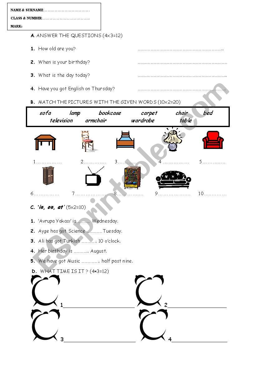 QUIZ worksheet