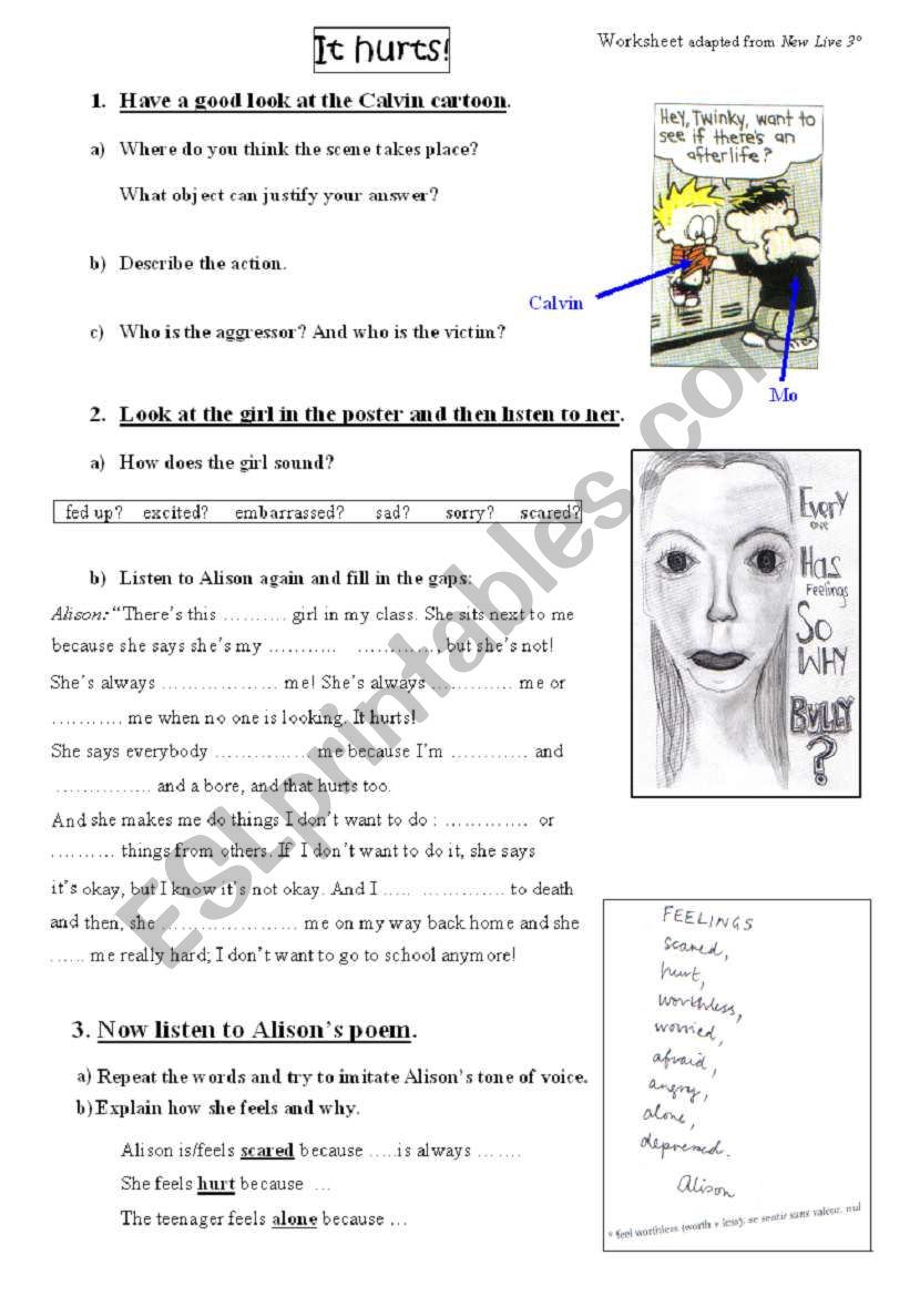 It hurts!  worksheet