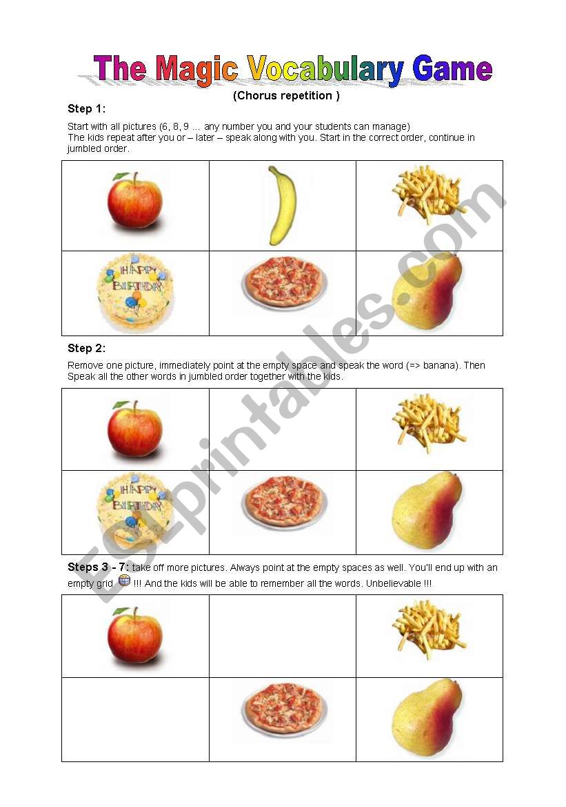 Magic Vocabulary Game worksheet