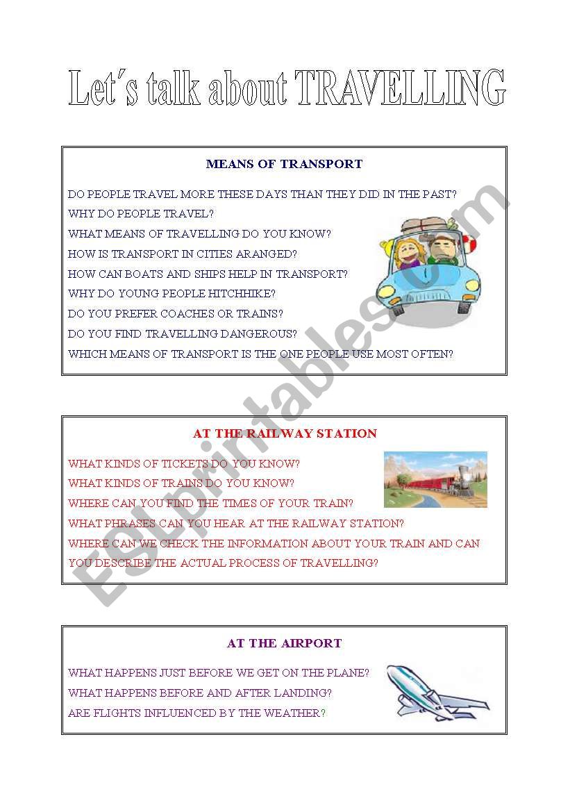 Let´s to talk about TRAVELLING - ESL worksheet by ivuspan