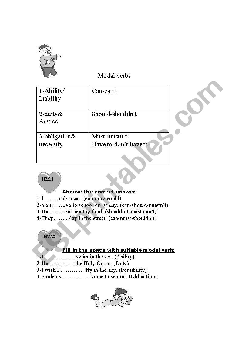 Modals worksheet