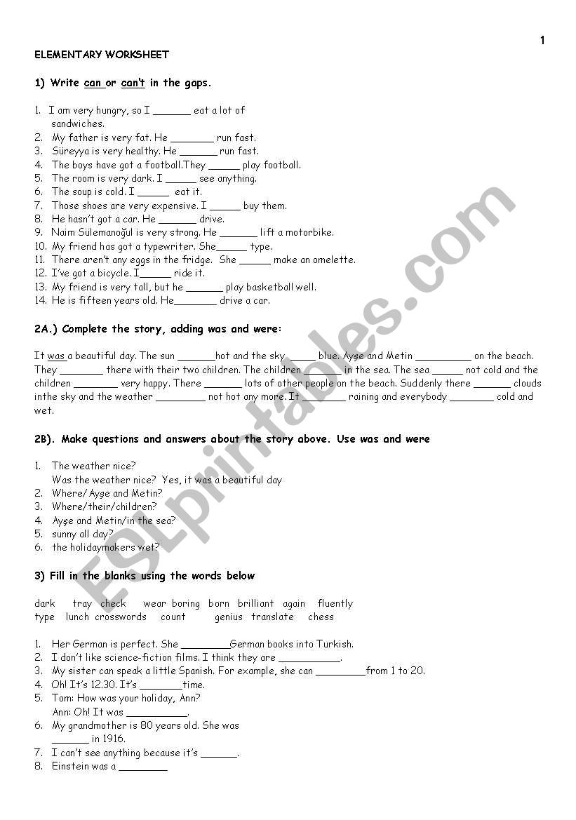 a begnners worksheet worksheet