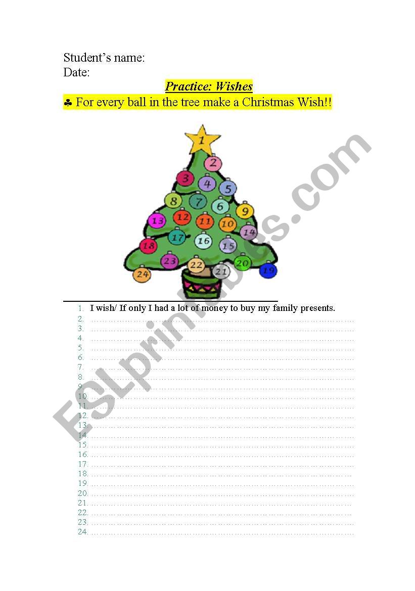 Christmas-Grammar-Wishes worksheet