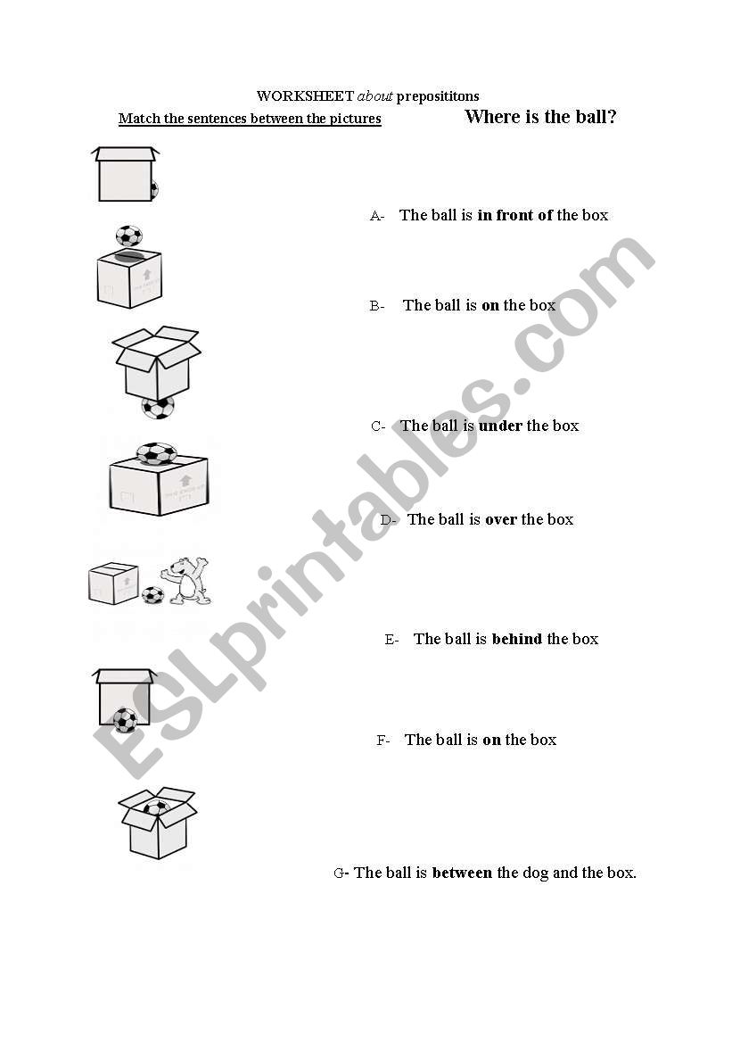 prepositions of place worksheet