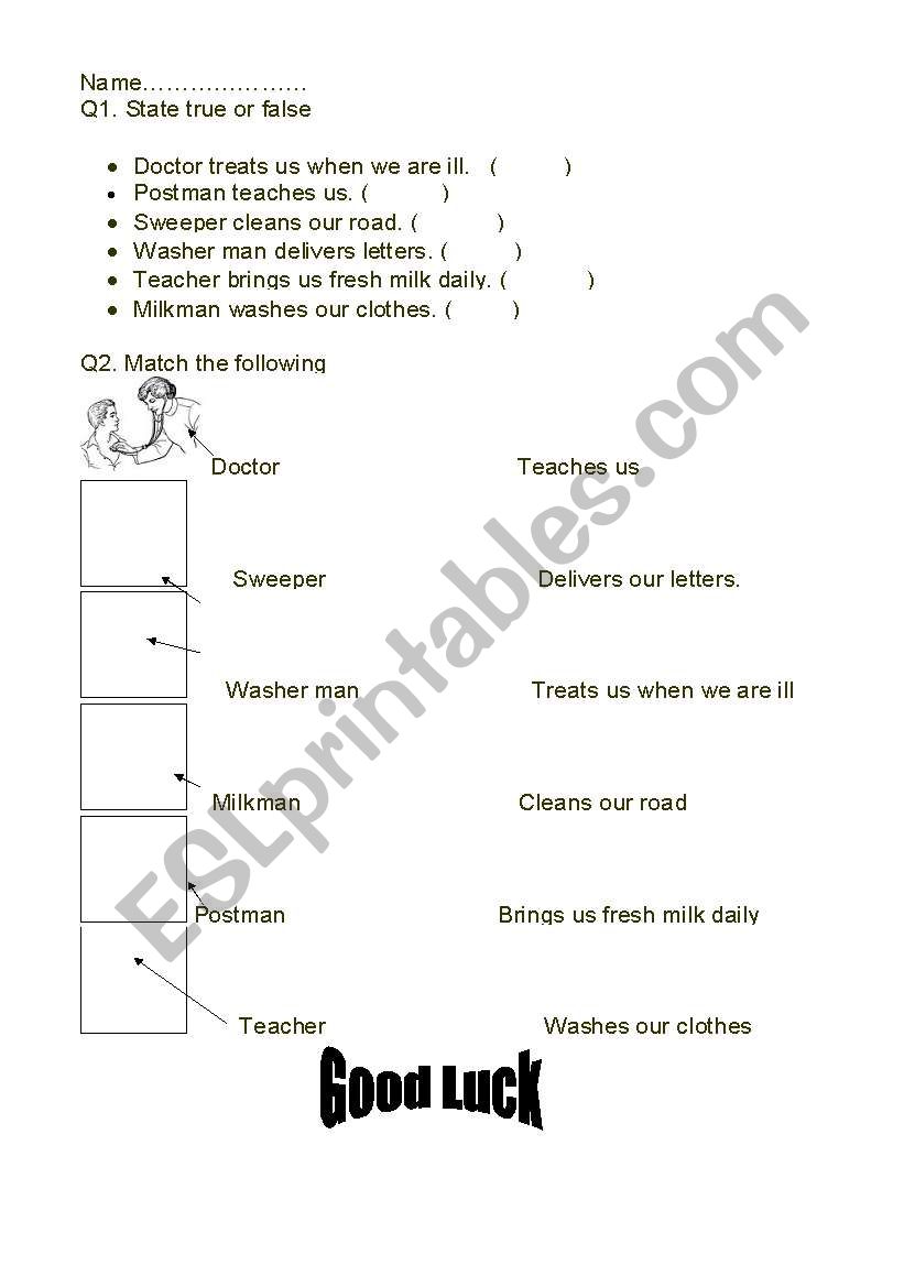 English worksheets: Our helpers