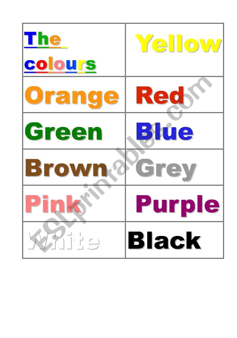 the colours worksheet