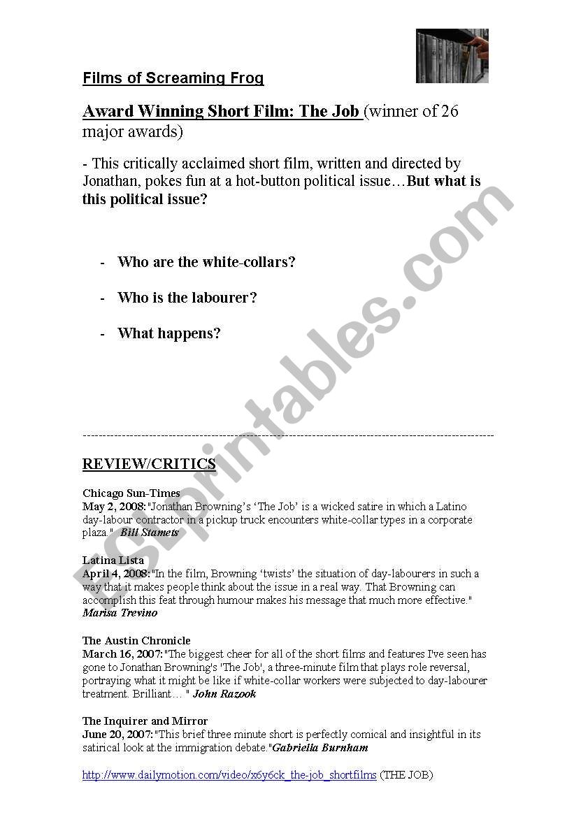 The Job worksheet