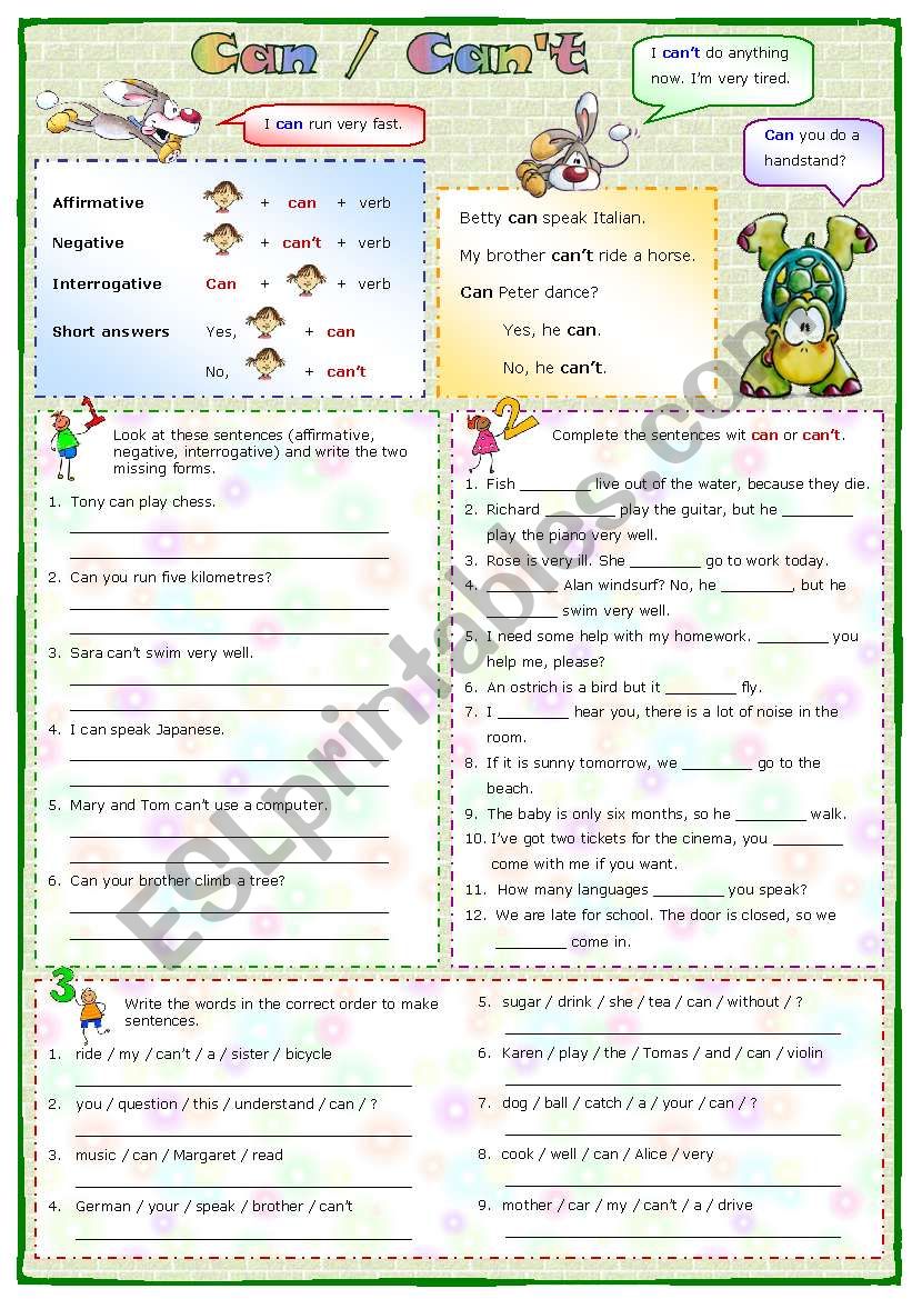 Can - Can´t - ESL worksheet by mpotb