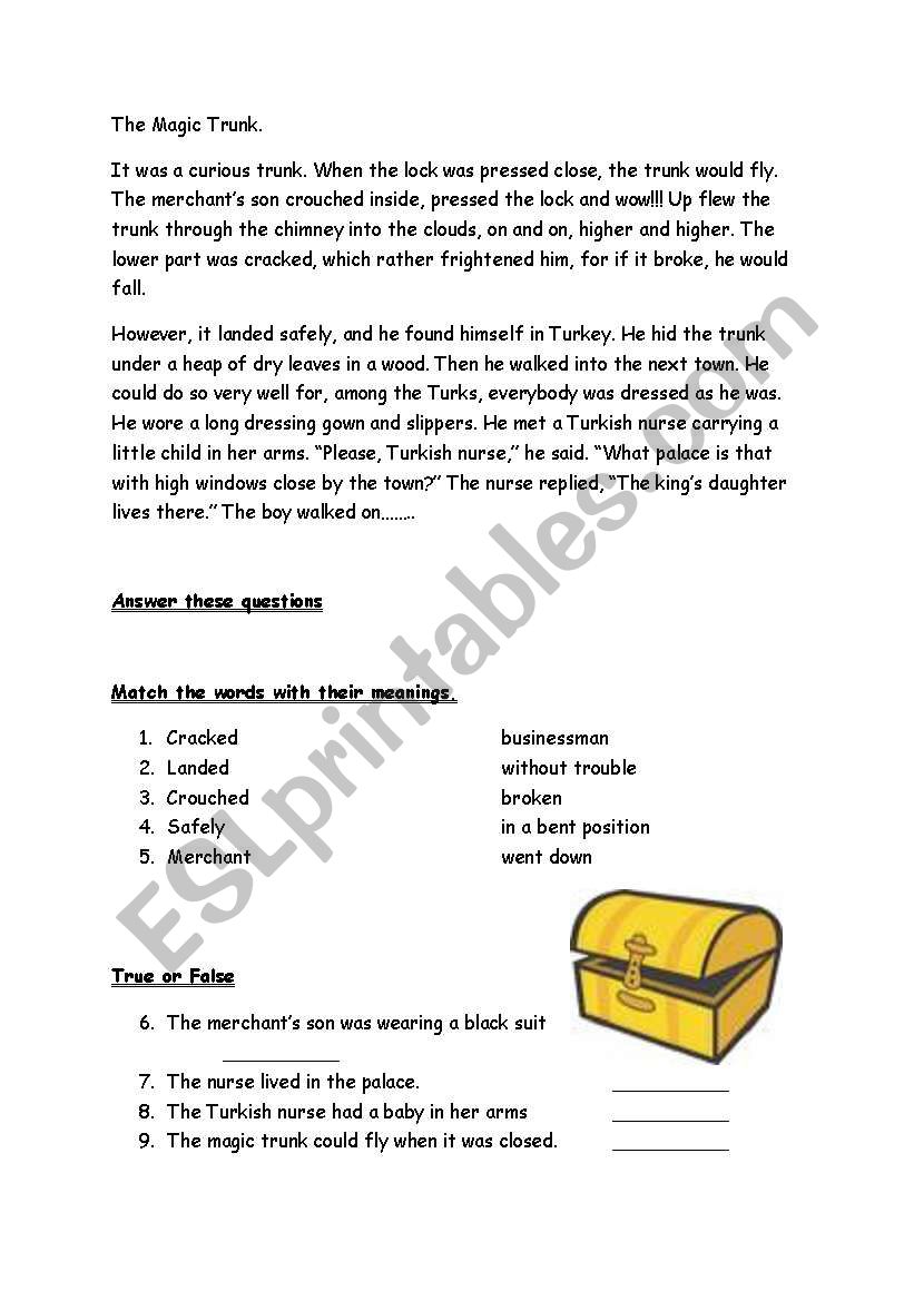 the magic trunk worksheet