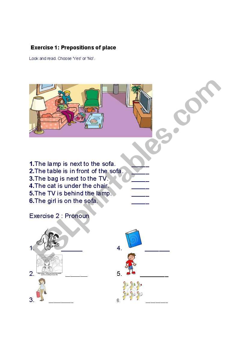 Preposition of place and pronoun