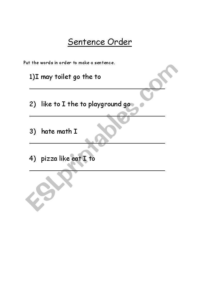 Sentences worksheet