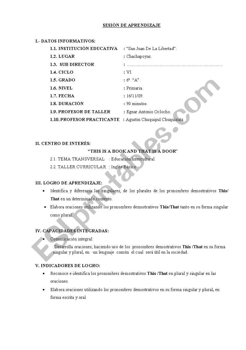 desmonstrative adjectives worksheet