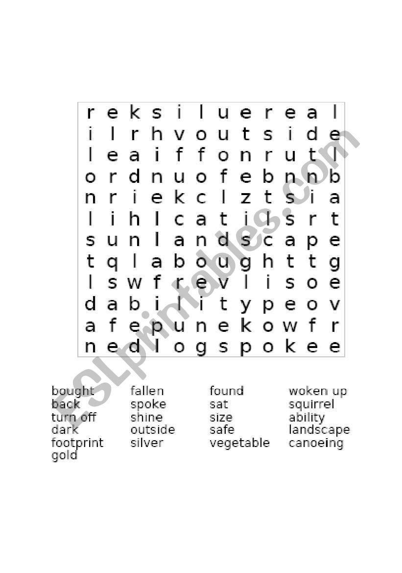 Word search worksheet