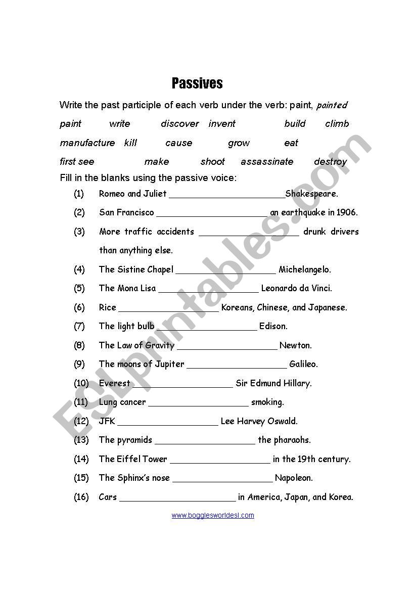 Passive Voice worksheet